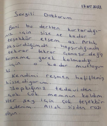 Beni bu dertten kurtardığınız için size teşekkür ederim